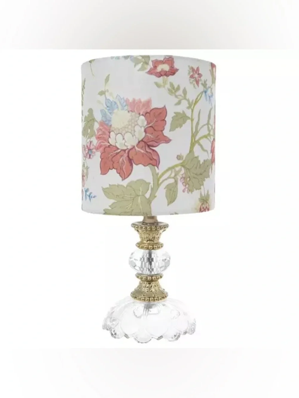 Floral & Clear Glass Table Lamp